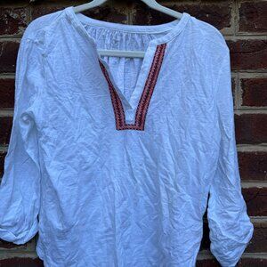 LOFT V-Neck White Blouse